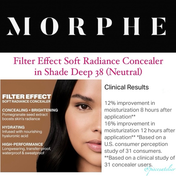 Morphe Filter Effect Soft Radiance Concealer in Shade Deep 38 (Neutral), 3.8 mL. - Picture 5 of 16